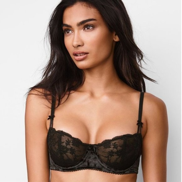 Victoria's Secret Other - VS Black Lace Velvet Push-up Balconette Bra